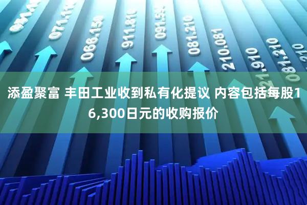 添盈聚富 丰田工业收到私有化提议 内容包括每股16,300日元的收购报价