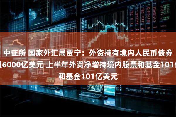 中证所 国家外汇局贾宁：外资持有境内人民币债券存量超6000亿美元 上半年外资净增持境内股票和基金101亿美元