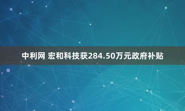 中利网 宏和科技获284.50万元政府补贴